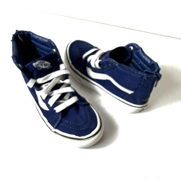 Vans Off The Wall Sk8 Little Kids Size 13 Navy Blue Sneaker Shoe Zip Up High Top - Picture 4 of 11
